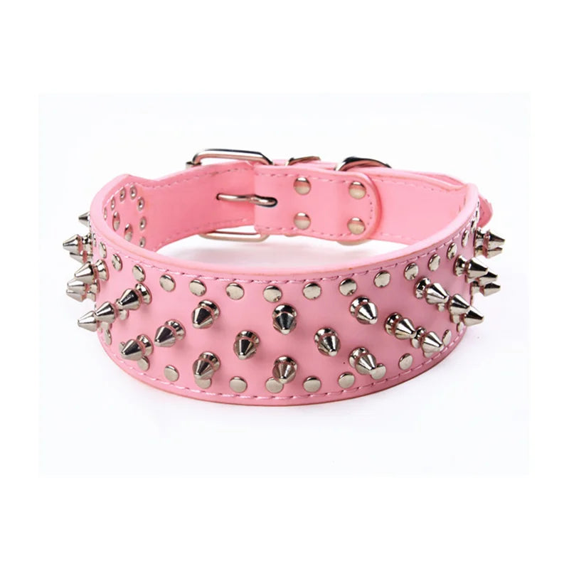 🐕🛡️ Spiked Large Dog Collar – PU Leather Collar for Medium to Large Breeds (L–3XL) | Pitbull, Mastiff, Boxer