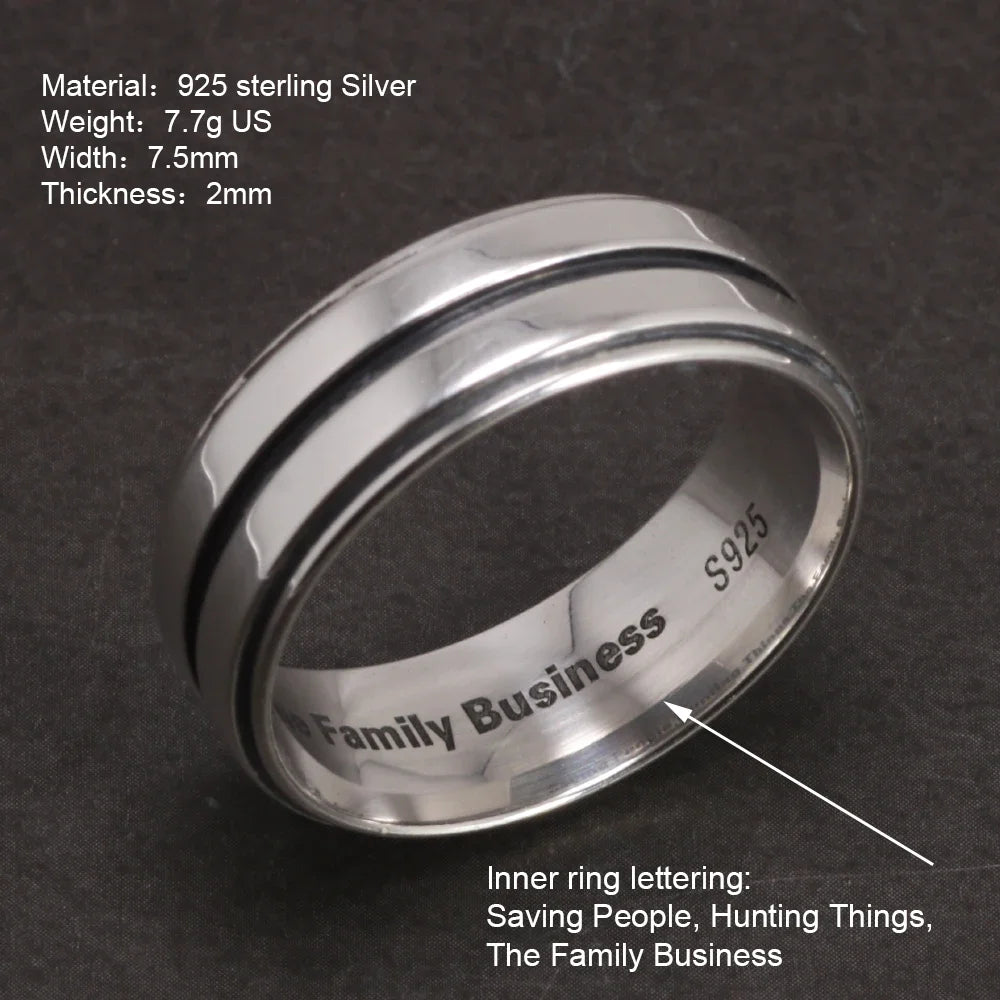 Dean Winchester Ring – 925 Sterling Silver Supernatural Engraved Ring