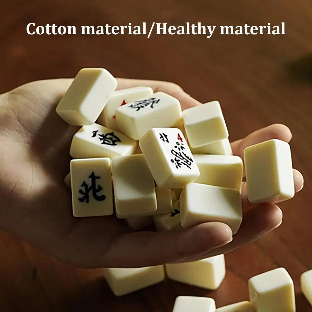 Chinese Mahjong Game Set – 144pcs Mini Melamine Tiles 🎴 Portable Numbered Mahjong Set for Family Fun, Travel & Game Nights 🧳 Durable, Clear Engraving, Complete Accessories Included