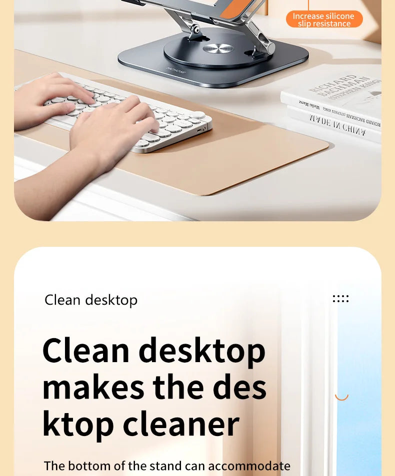 💻🔄 360° Rotatable Aluminum Laptop Stand – Adjustable Desk Riser