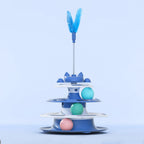 Cat Toys for Self-Entertainment: Interactive Turntable, Teaser Wand, Balls - Anti-Boredom for Kittens & Adult Cats,