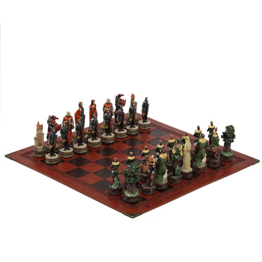 Role Theme Historical Chess Set ♟️ | Hand‑Painted Resin Pieces & Embossed Leather Board 🪄 | 32‑Piece Collector’s Gift Set 🎁 | Premium Strategy Game for Home & Display