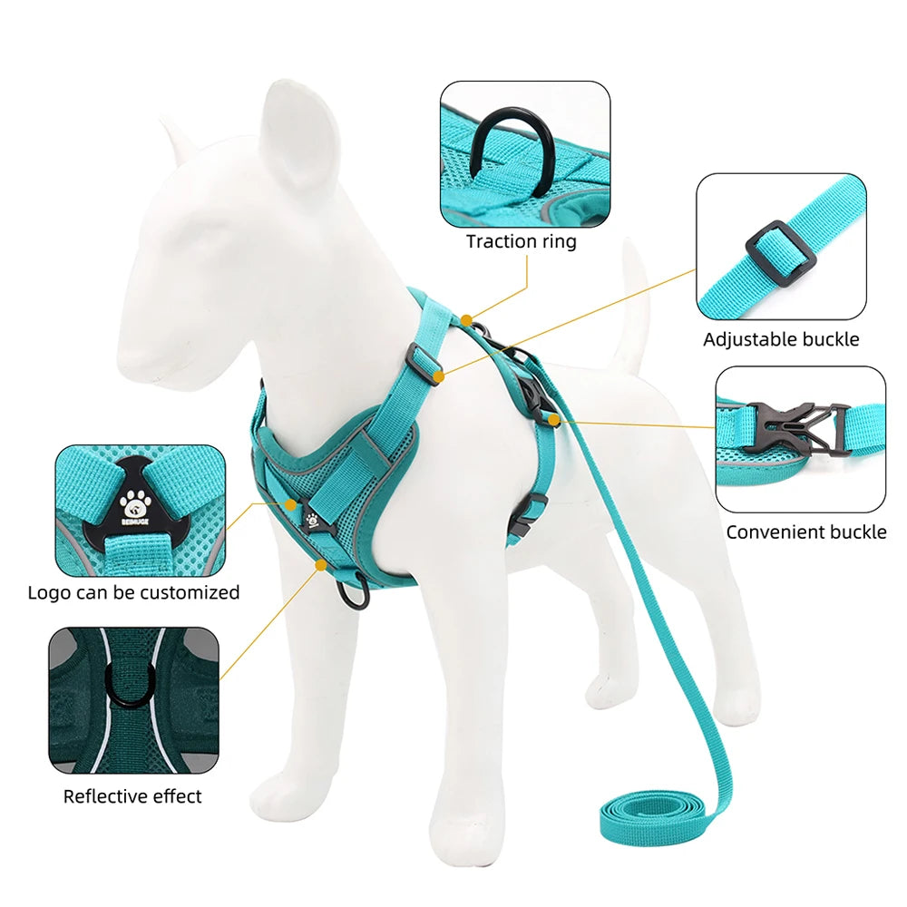 🐾🎽 Tactical Reflective Cat & Small Dog Harness with Leash
