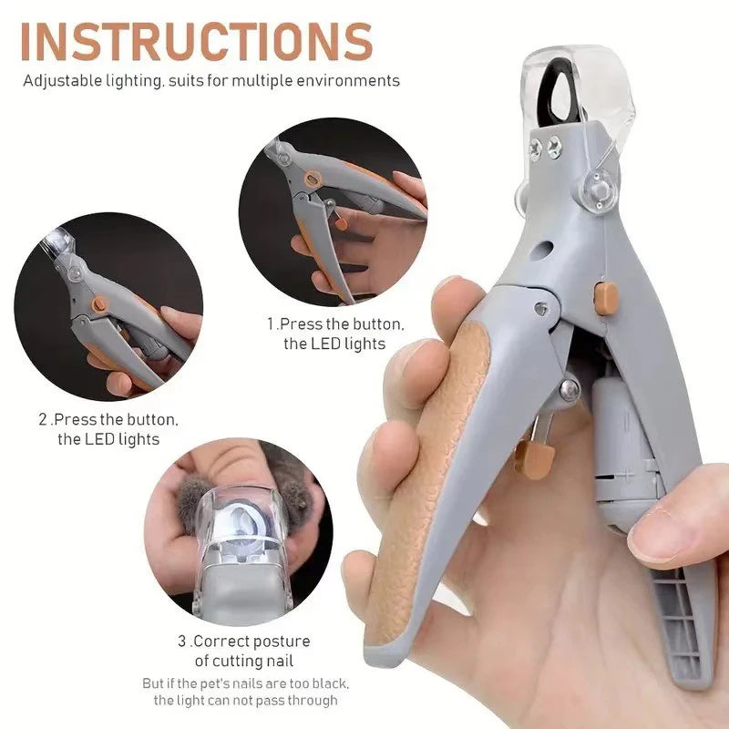 ✂️🐶🐱 Pet Nail Clippers with LED Light – Polishing & Cleaning Kit