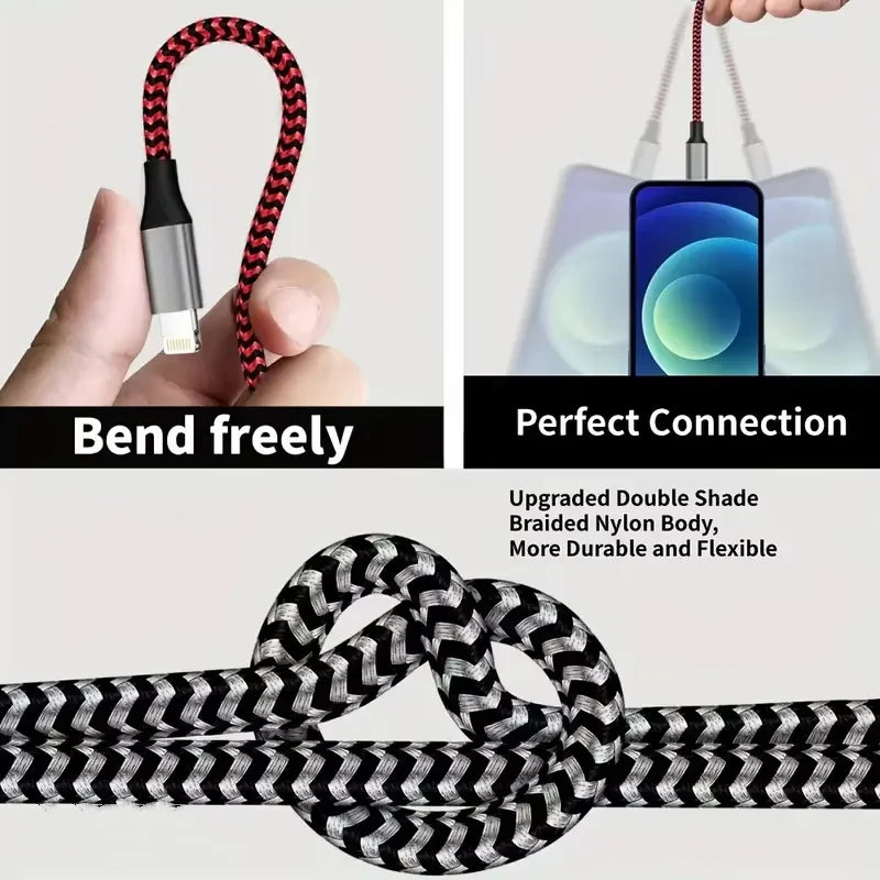 USB-A to Lightning Fast Charging Cable 1M / 2M / 3M – Nylon Braided