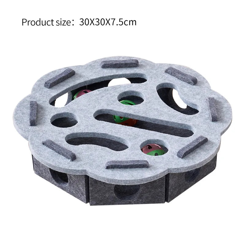 🧩🐾 Interactive Cat Puzzle Felt Toy Box – Maze Tunnel with Bell Ball