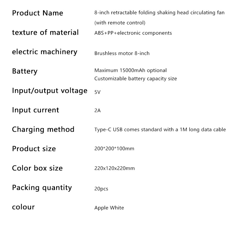 🌬️🌀 Portable Oscillating Standing Fan – Rechargeable with Remote