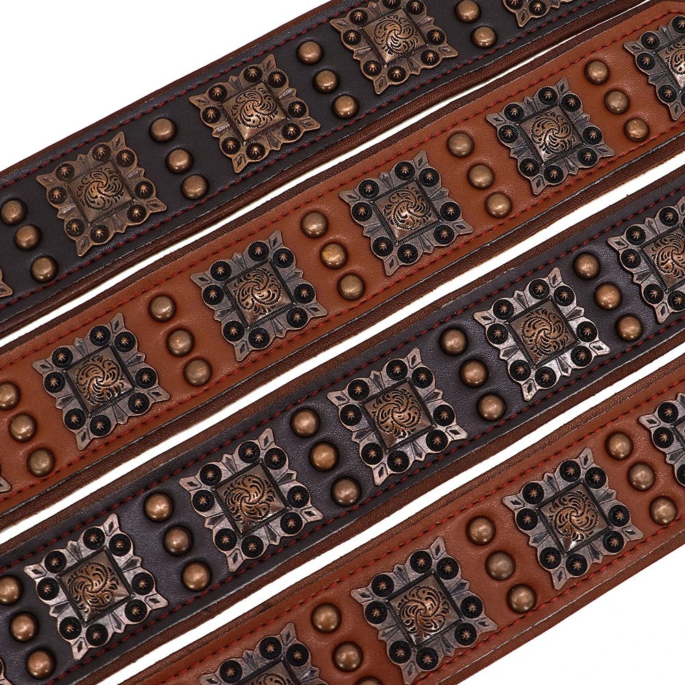 🐕🛡️ Spiked Leather Dog Collar – Heavy Duty Adjustable