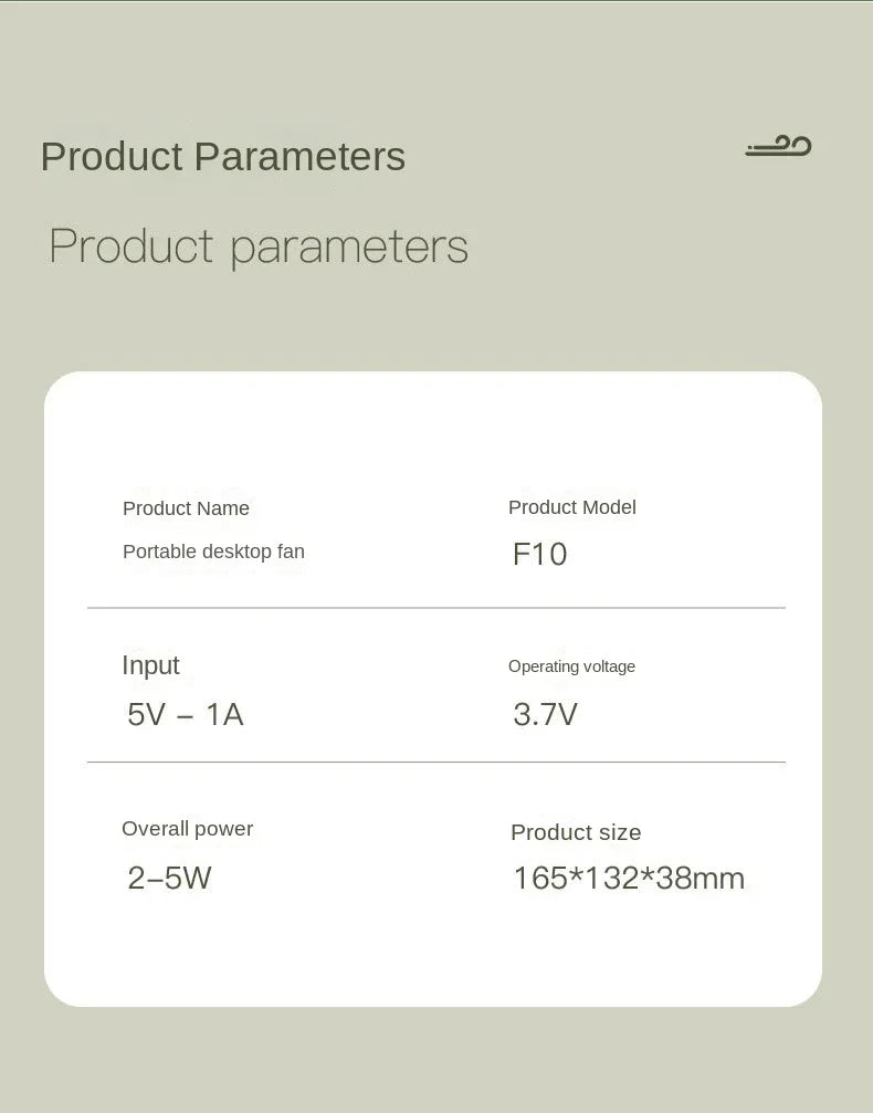 🌬️📱 Xiaomi Portable Desk Fan – 5 Speeds Ultra Quiet with Power Display