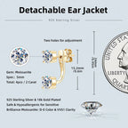 ✨💎Front & Back Double-Sided Moissanite Stud Earrings 🤍 | 2-in-1 925 Sterling Silver Earrings for Women 💖 | Elegant Everyday Jewelry