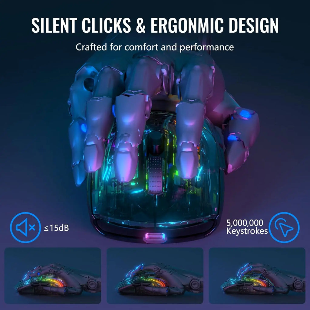 🔥🖱️ ATTACK SHARK X2 Pro Triple Mode Wireless RGB Gaming Mouse – Transparent Shell