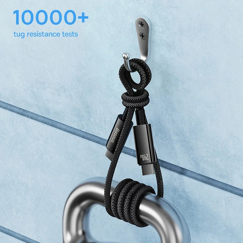 BASEUS 240W USB‑C Fast Charging Cable | 5A Braided Type‑C Charger for iPhone 17/16/15 Series, MacBook, Samsung, Xiaomi | CE/FCC/RoHS Certified