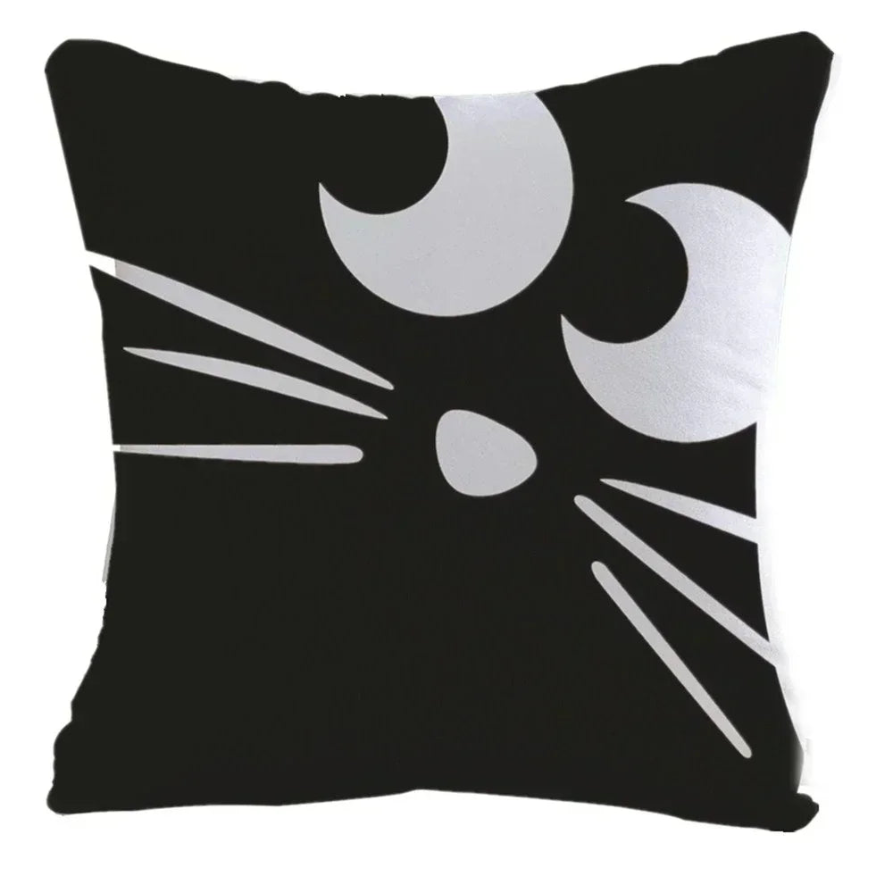 Halloween Cushion Cover – Cute Ghost, Pumpkin & Bat Print