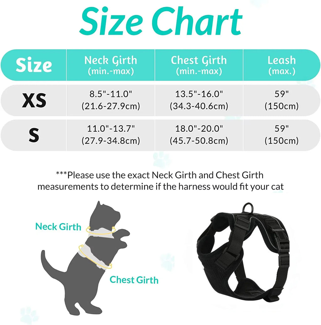 🐾✨ Adjustable Reflective Cat & Small Dog Harness Leash Set – Escape Proof Mesh Vest