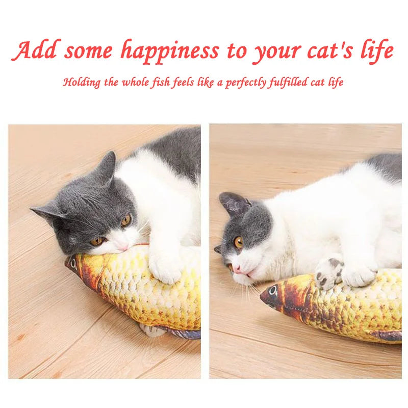 Plush Catnip Fish Toy Interactive Squeaky Chewable Pet Toy Simulation Fish with Mint for Cats