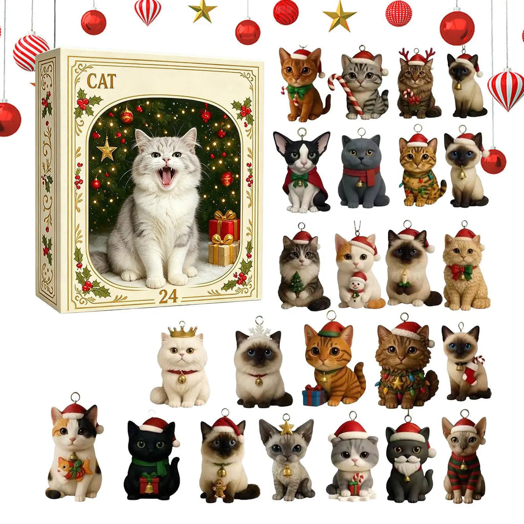 Christmas Cat Countdown Calendar – 24-Day Acrylic Advent Décor