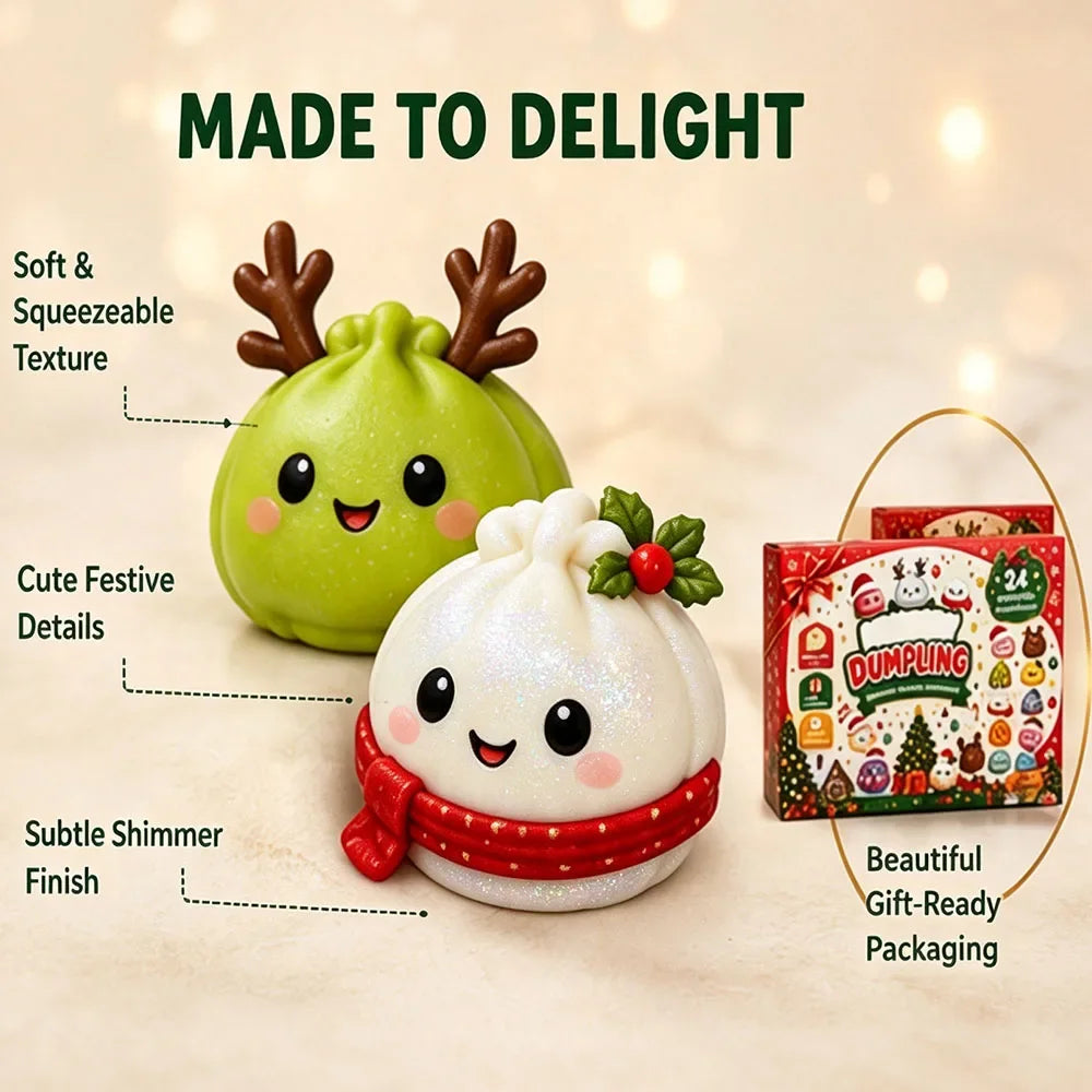 Christmas Advent Calendar – 24-Piece Dumpling Squishy Fidget Toy Set