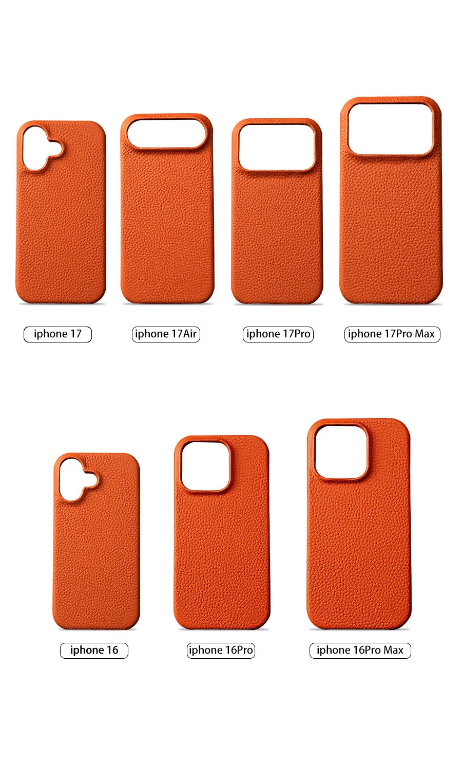 Luxury Lychee Cowhide Leather MagSafe Case for iPhone 17 / 16 / 15 Series