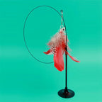 🐱🎀 Funny Fluffy Feather Cat Teaser Wand with Bell & Suction Cup