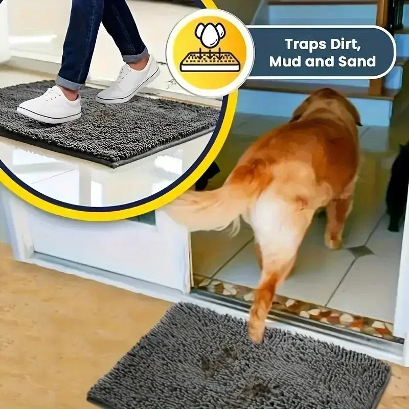 🐾🏠 Absorbent Dog Doormat for Muddy Paws – Non-Slip Microfiber
