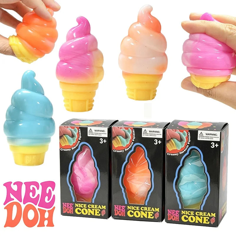 NeeDoh Nice Cream Cone – Creamy Squeeze Fidget Toy