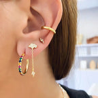✨💎 925 Silver Ear Needle Crystal Star Stud Earrings 💖 | Heart Chain Tassel Pendant Earrings for Women 👰 | Party & Wedding Jewelry Accessories 🌟