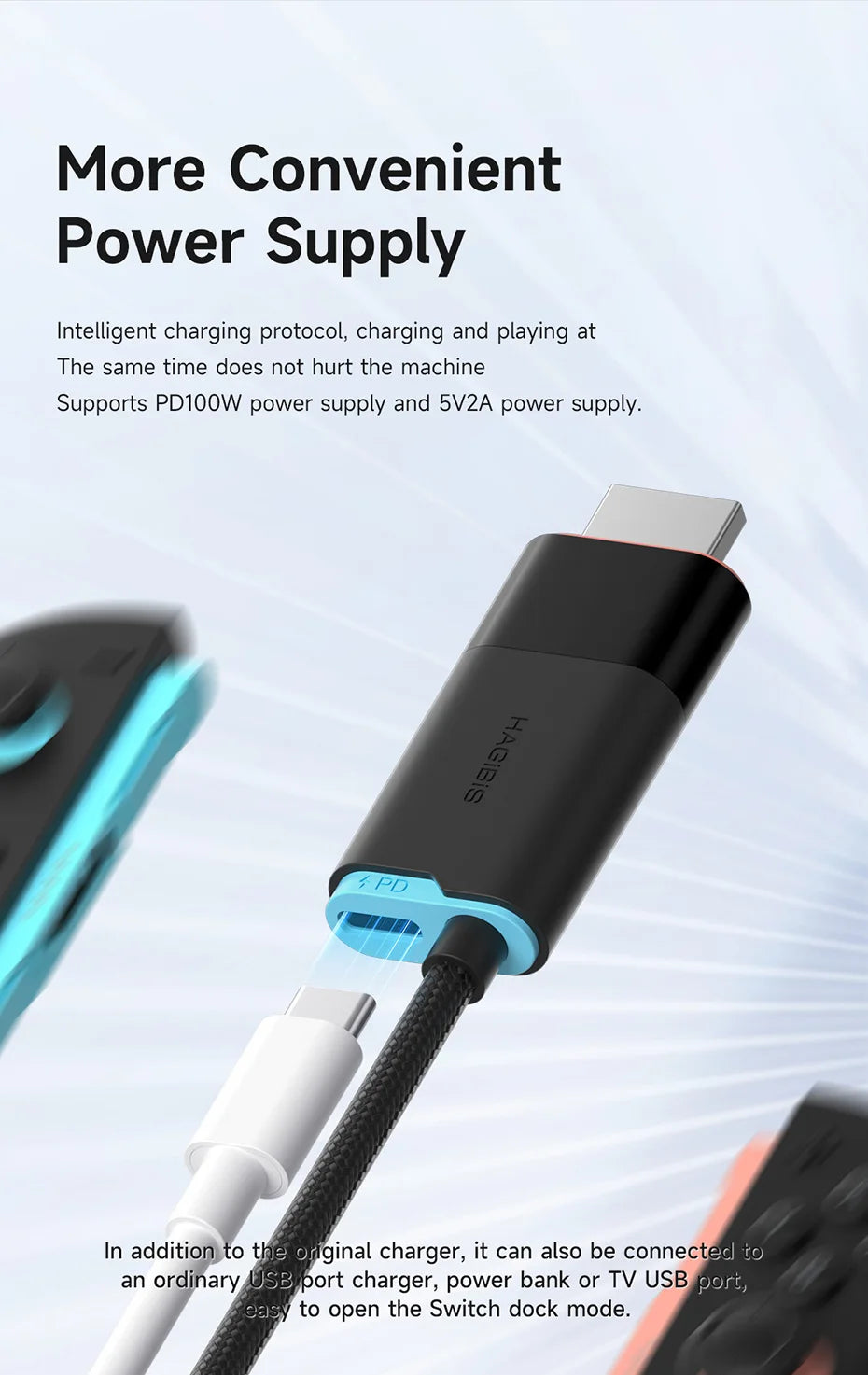🎮🔗 Hagibis Switch 2 Dock – 4K@60Hz USB-C to HDMI with 100W PD