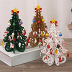 Wooden Christmas Tree Handmade 3-D Scene Layout Decorations Ornaments