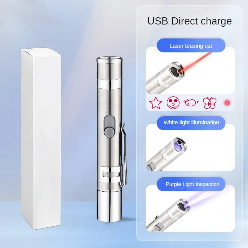 🔴🐾 Multi-Functional USB Rechargeable Infrared Laser Cat Toy – Pattern Projection