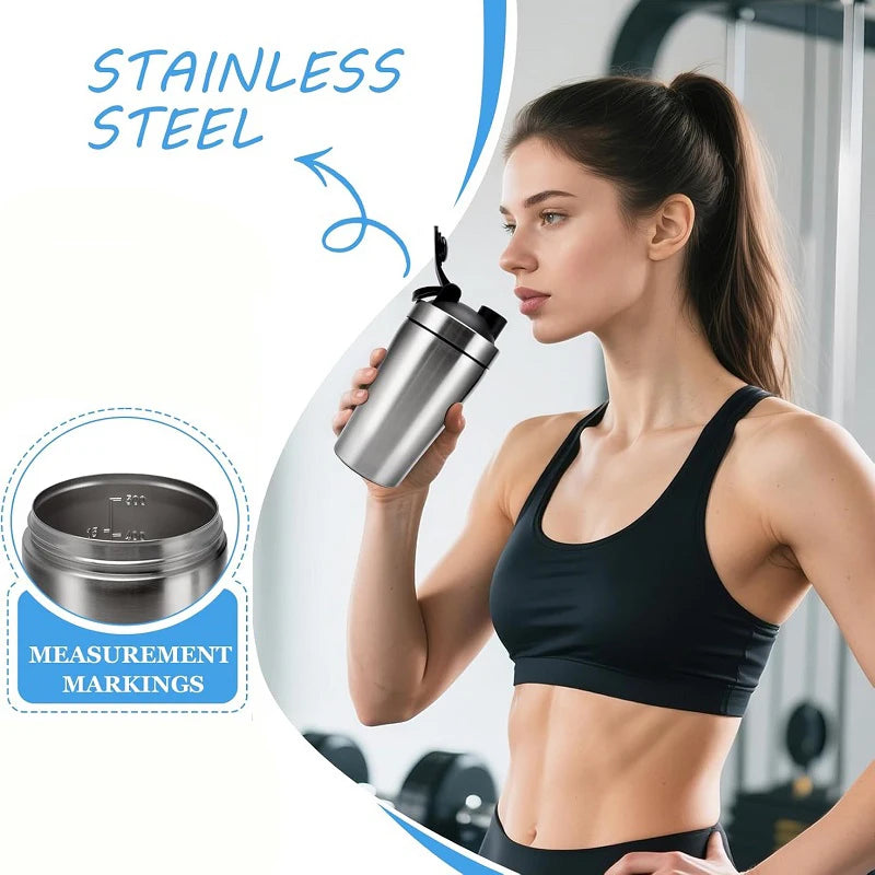 🥤🛡️ Stainless Steel Protein Shaker Bottle – Leakproof Gym Cup