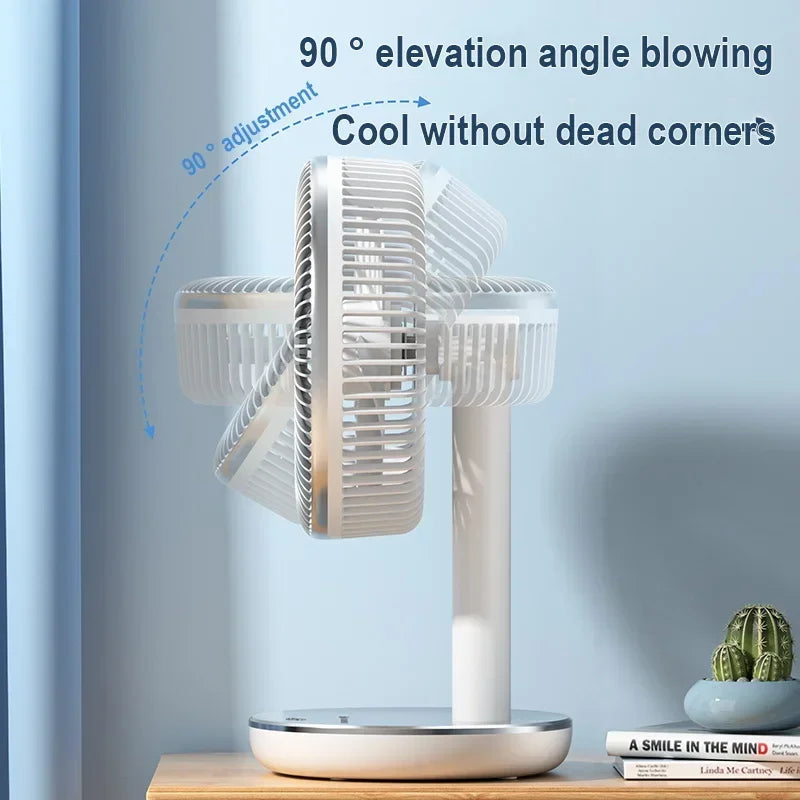 🌬️🔋 7200mAh Rechargeable Desktop Fan – High Wind Portable Table Fan