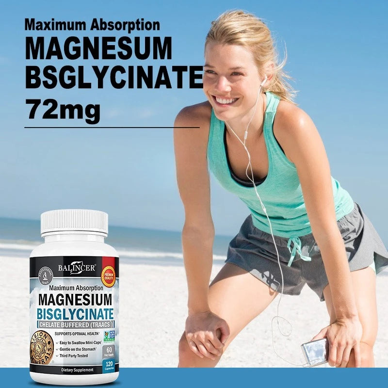 Magnesium Bisglycinate - for Muscle, Nerve, Sleep, Joints, Bones, Immune & Energy - High Absorption, Vegetarian,120 Capsules