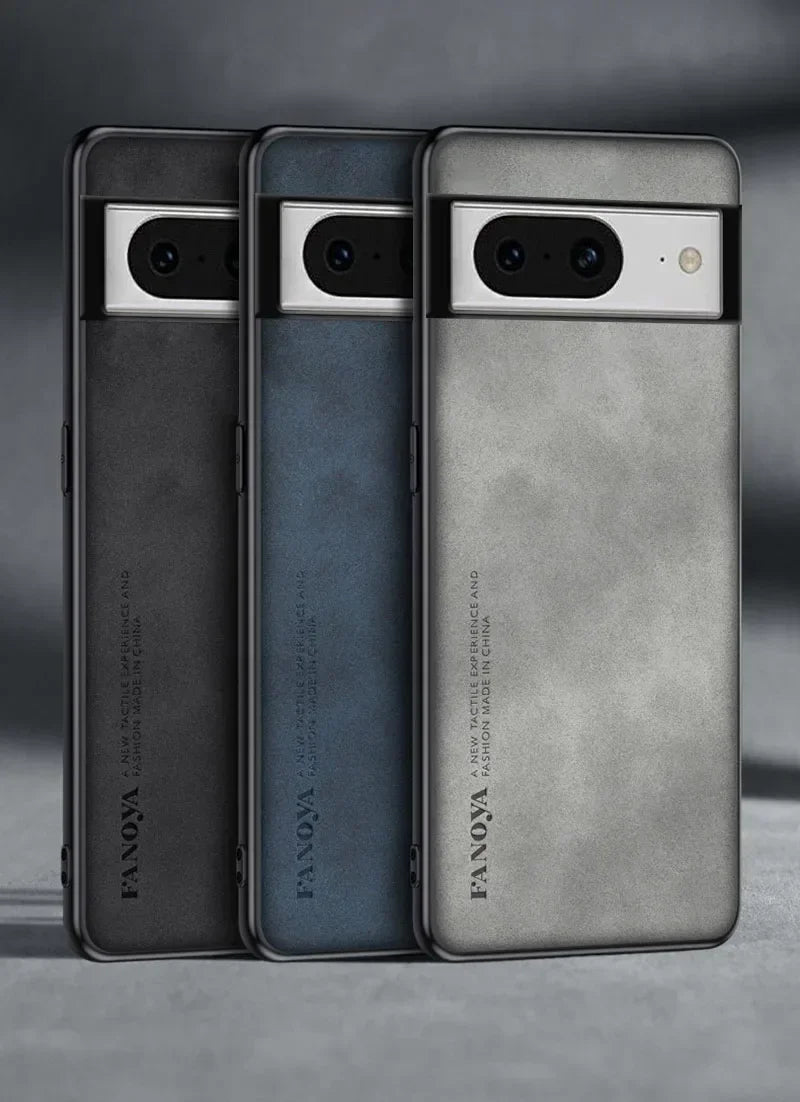 Sheepskin Leather Silicone Bumper Case for Google Pixel Series