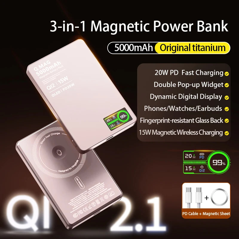Magnetic Wireless Power Bank 5000/10000mAh | Fast Charging External Battery for iPhone 12‑17 Pro, Apple Watch & AirPods 🔋