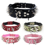Spiked Dog Collar 🦴 Anti-Bite PU Leather Rivet Collar for Large Dogs