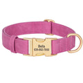 PU Leather Dog Collar with Free Custom Engraved Nameplate, Adjustable Anti‑Lost Buckle Collar for All Dog Sizes