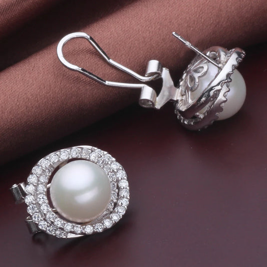 🤍✨ Genuine Natural Clip-On Pearl Earrings for Women 💎 | Large Freshwater Pearl 925 Sterling Silver Earrings 👩‍❤️‍👩 | Birthday Gift for Girls, Wife & Mother 🎁