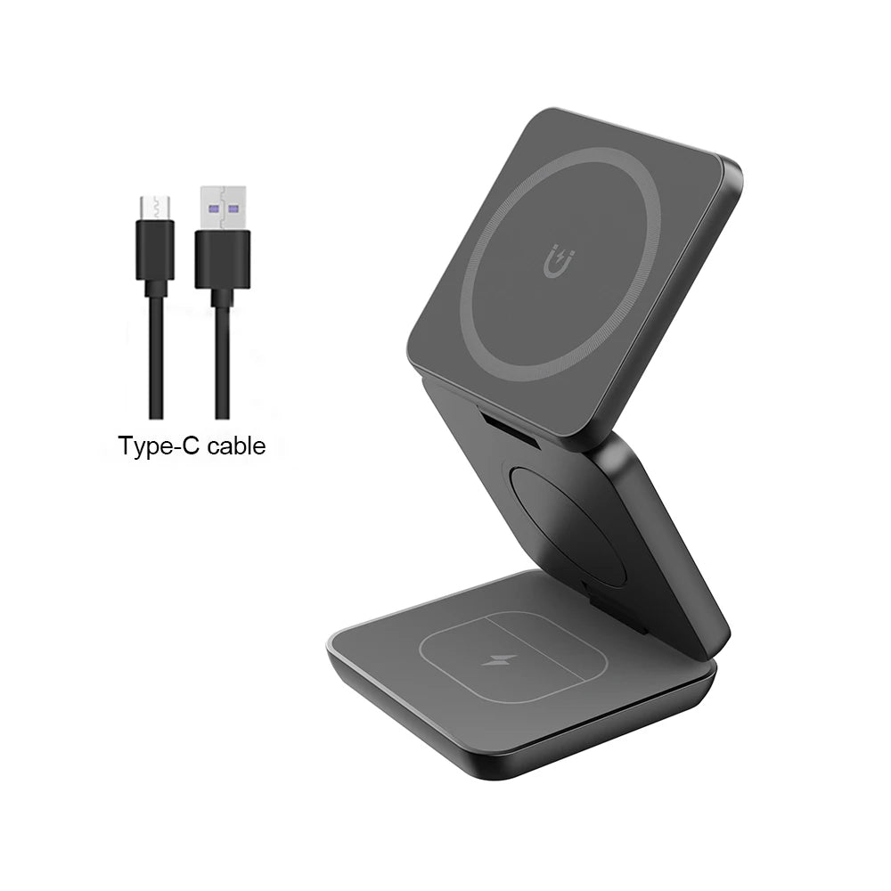 3-in-1 Foldable Magnetic Wireless Charging Station for iPhone & Apple Watch