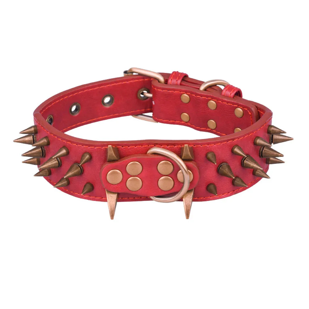 🐕🛡️ Heavy Duty Wide Dog Collar – Comfortable Spiked Leather Collar for Extra Large Dogs & Shepherds