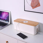 🌿📦 Wooden Cable Storage Box – Power Strip & Wire Organizer