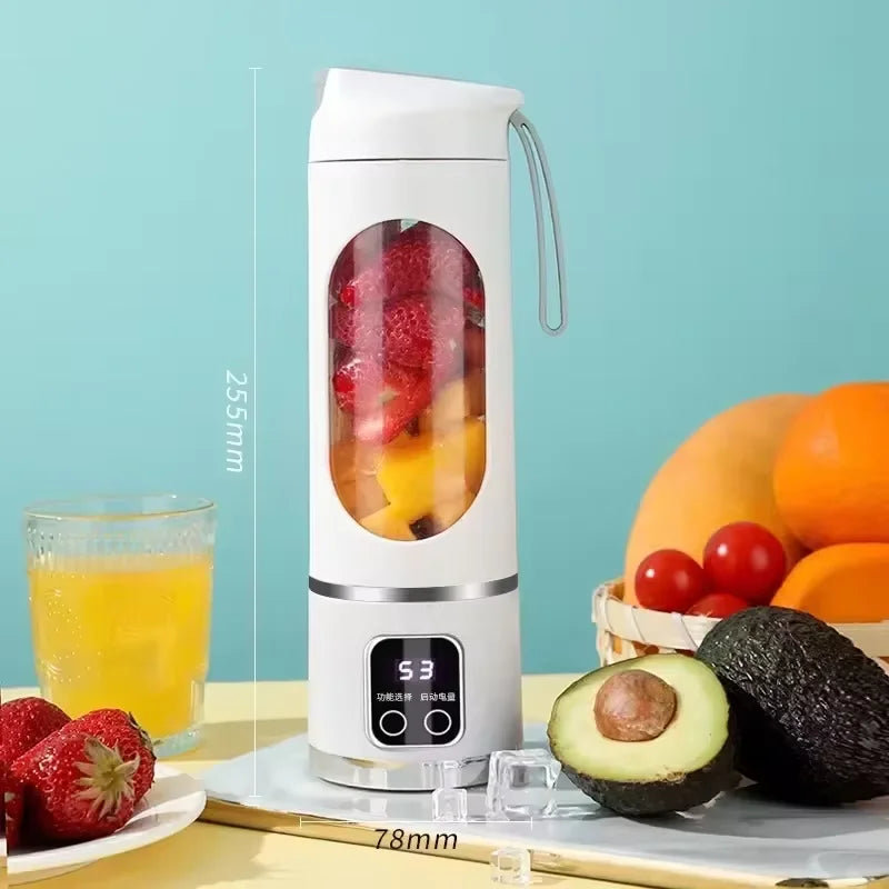🥤✨ Portable Blender Fruit Juicer 450ml 🍓 | Wireless USB Rechargeable Mini Blender ⚡ | Stainless Steel Blade for Travel & Fitness Use 💪🚶‍♀️