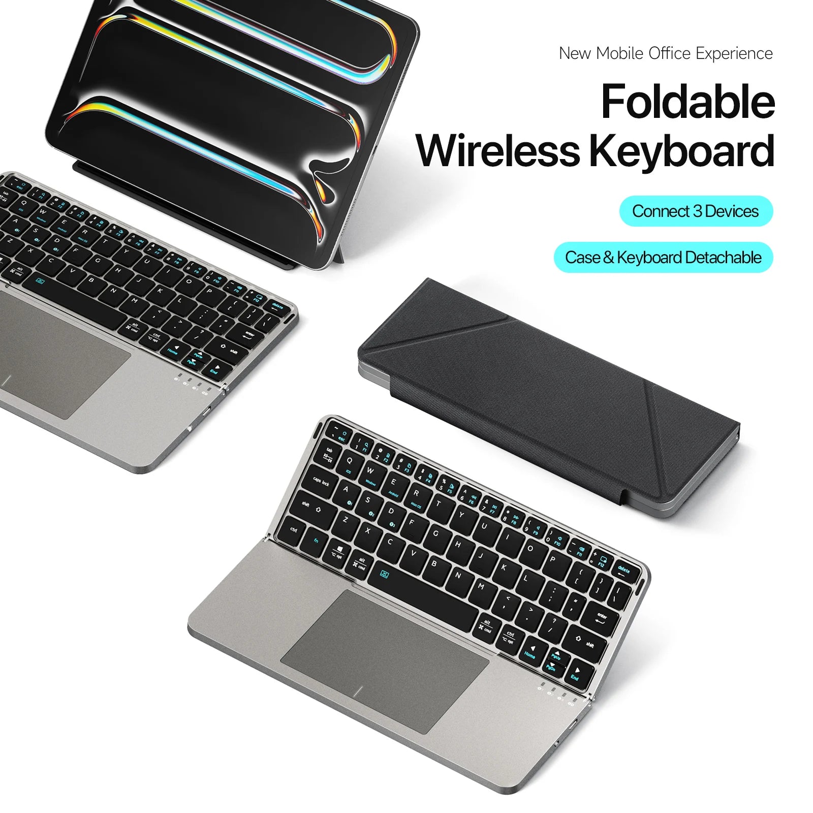 ⌨️📱 Multifunctional Foldable Bluetooth 5.0 Keyboard with Touchpad & Phone Holder
