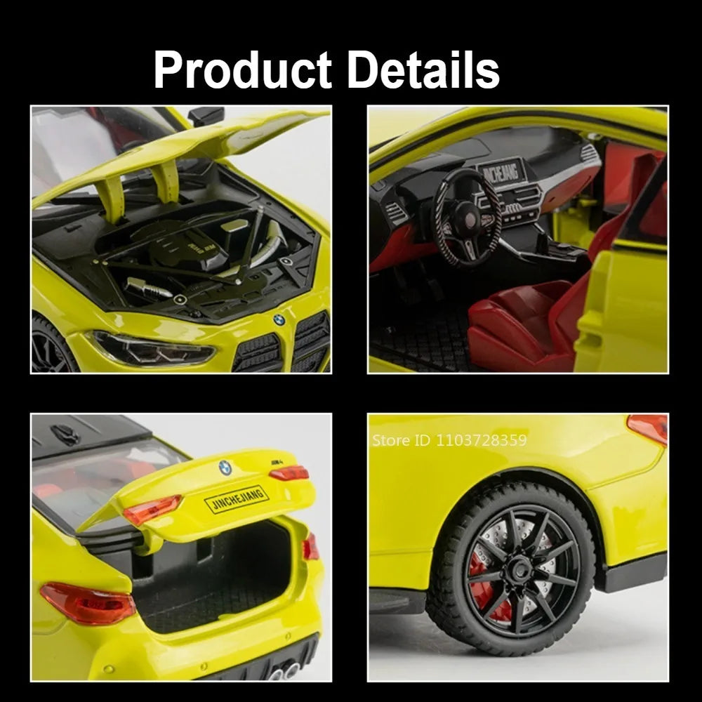 1:24 Miniature M4 or 760Li Model Toy Cars Alloy Diecast Sound Light Doors Opened Pull Back Shock Absorption Toy Vehicles Kids Gifts