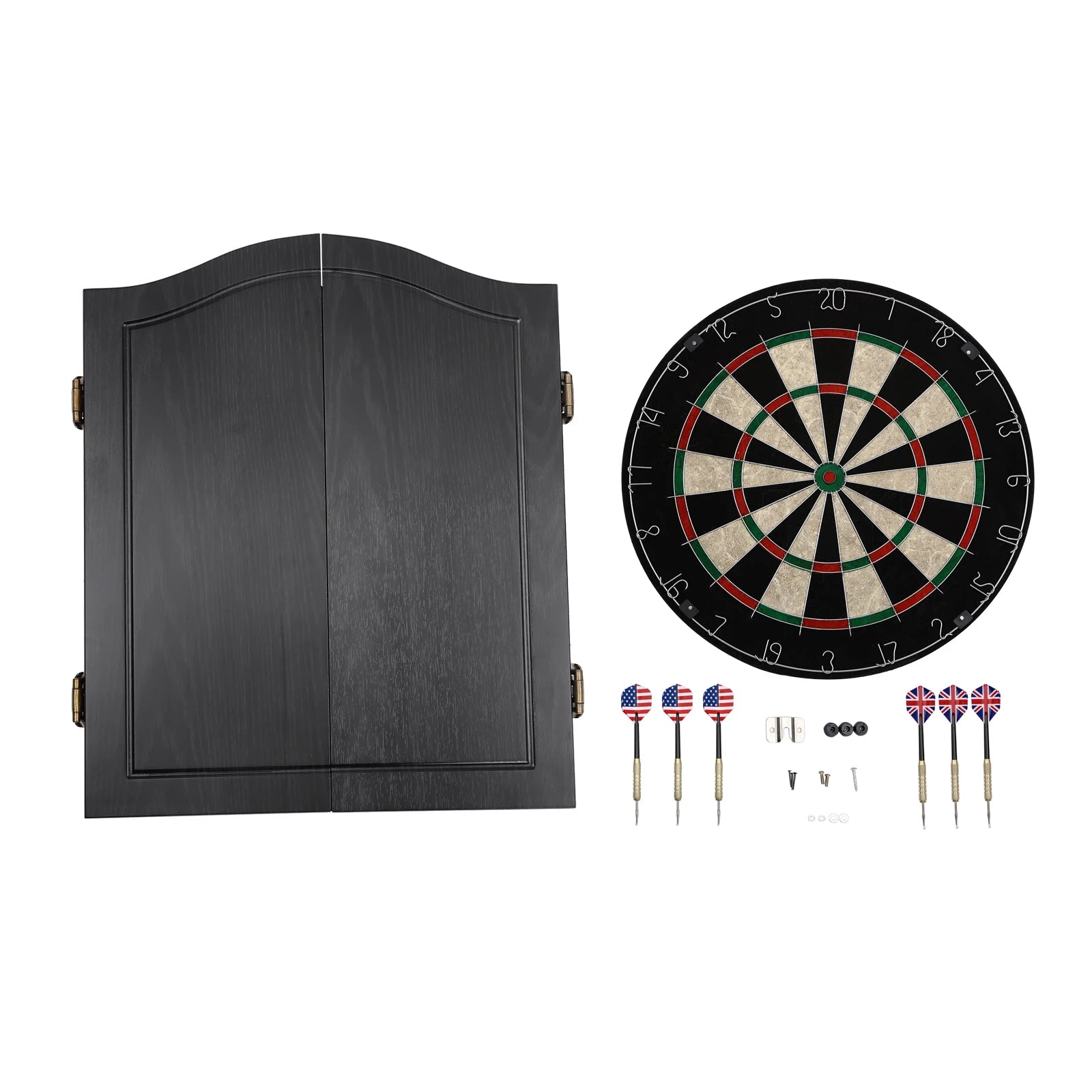 Wall‑Mounted Dartboard Cabinet Set 🎯 Classic MDF & Sisal Dart Board for Adults | Includes Cabinet, 6 Darts & Accessories | Home & Game Room Decor