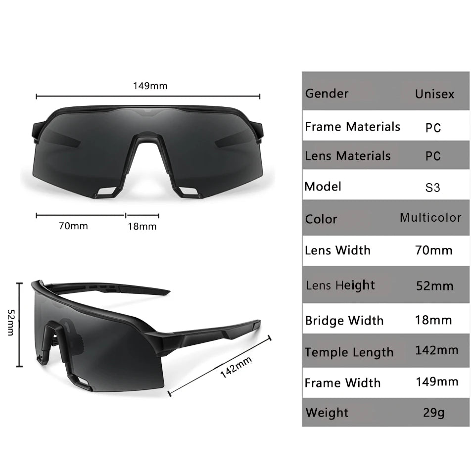 Cycling Sunglasses for Men and Women UV400 Available in 5 colors, these big-frame eyewear pieces are perfect for running, fishing, and other sports activities.