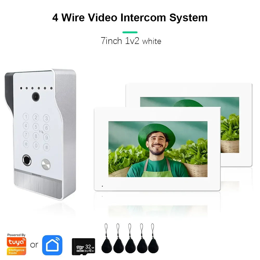 🔔📹 High Quality Video Doorbell Intercom System | Large Screen Smart Videophone 🔐 | Tuya Smart 5-in-1 Unlock 1080P for Home & Apartment