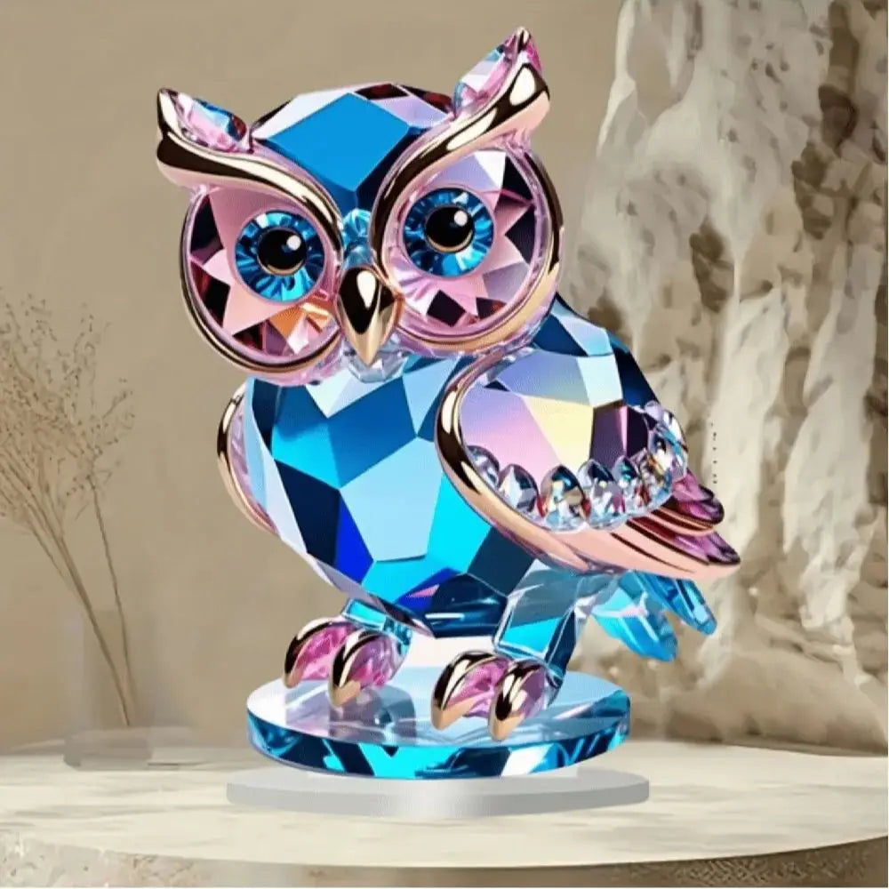 🦉✨ Cute Crystal Plastic Owl Desktop Decoration | 6 × 6 inch Animal-Themed Home Decor Ornament | Practical & Convenient Desk Decor