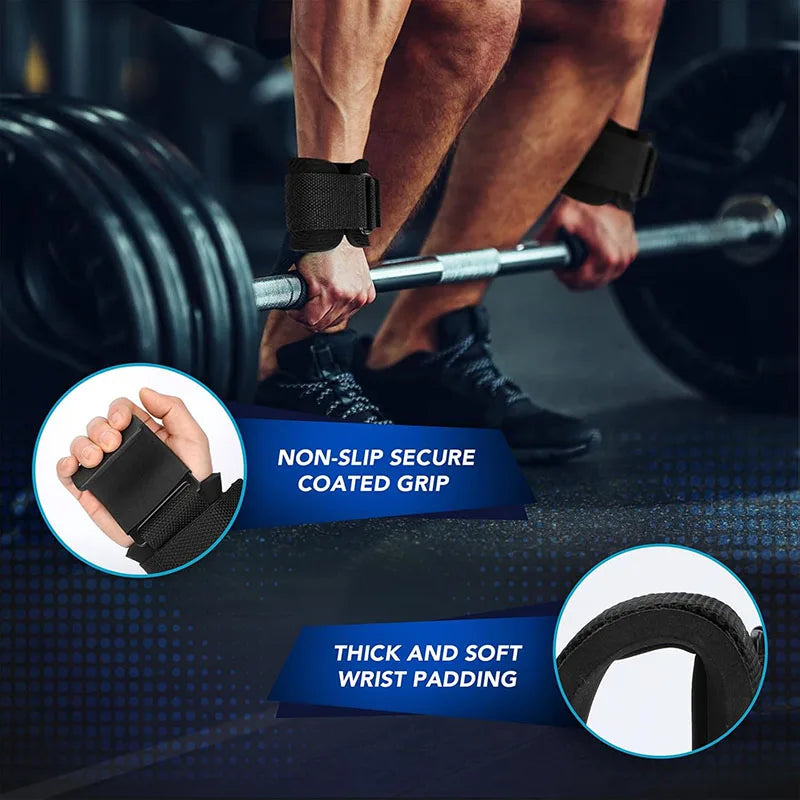 🏋️ Weight Lifting Hook Grips with Wrist Wraps – Heavy Duty Lifting Straps for Deadlifts, Pull-Ups & Strength Training 💪