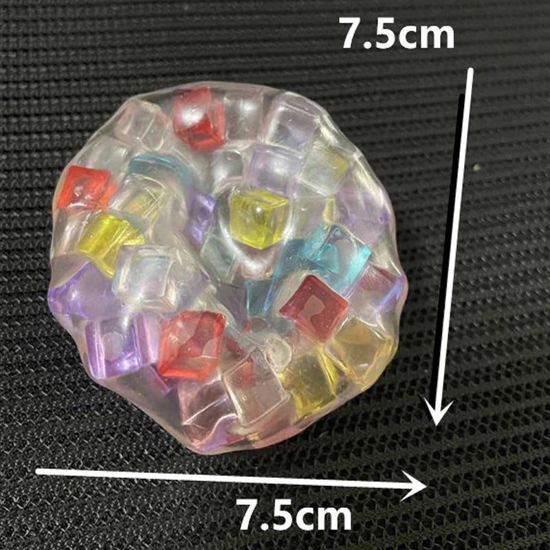 Rainbow Cube Stress Ball – TPR Bead Sensory Squeeze Fidget Toy