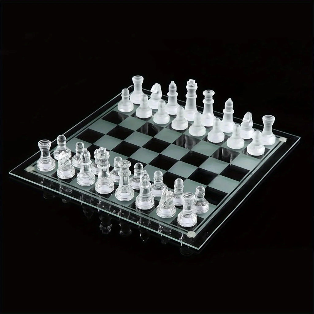 🏆 10" Handcrafted Glass Chess Set ♟️ Premium Quality | Elegant Home Décor ✨ Perfect for Game Nights & Chess Lovers